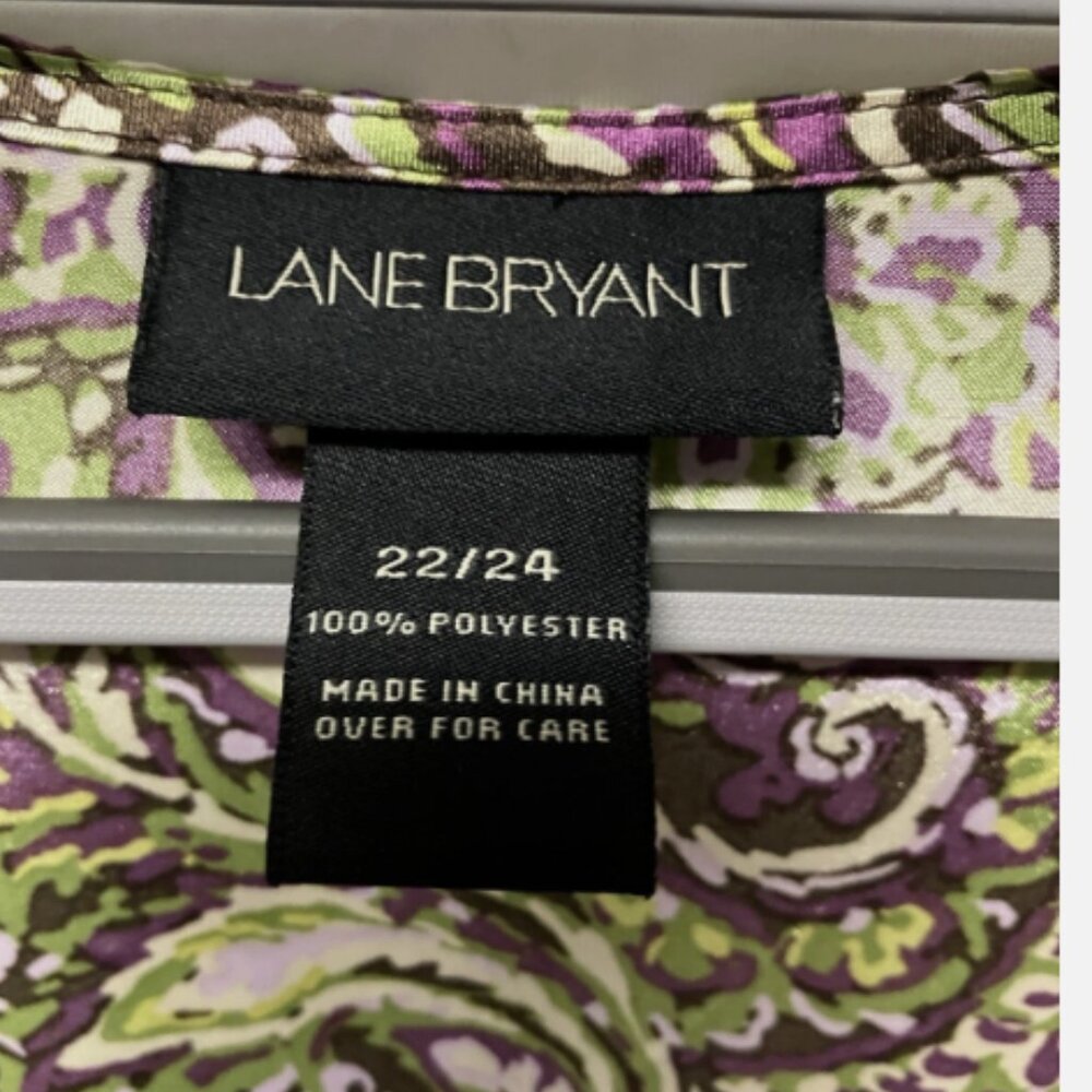 Lane Bryant Womens Empire Waist Blouse Top Paisley Purple Green Plus size 22 24 - Picture 6 of 7